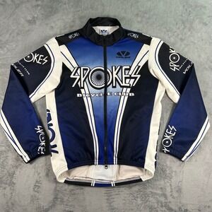 Voler Spokes Bicycle Club Cycling Jersey Blue White Black Long Sleeve Full Zip